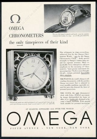 1949 Omega Chronometer Clock Wrist Watch Photo Vintage Print Ad