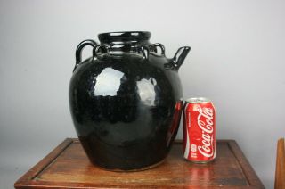 Very Old Chinese Black - Glazed Stoneware Jar/ewer