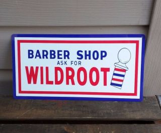 Wildroot Barber Shop Metal Sign Vintage Image Retro Red White Blue 6 X 12 50039