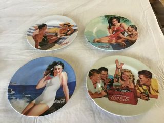 Vintage Plastic Coca Cola Plates Set Of 4