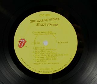 The Rolling Stones Sticky Fingers Vinyl LP COC 59100 Zipper 1st Press 1971 Atco 5