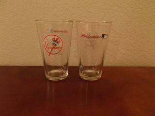York Yankees Budweiser Beer Glasses Set Of 2