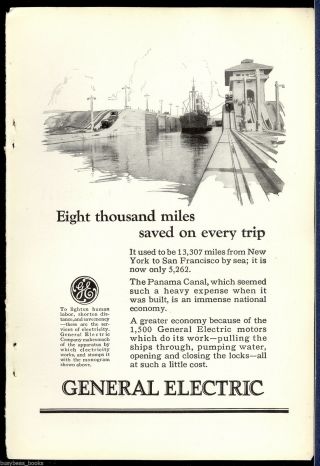 1924 General Electric Advertisement,  Panama Canal Electric Motor Usage