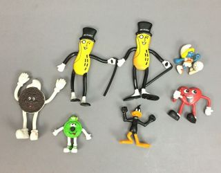 Vintage Bendable Figures - Life Savers,  Mr Peanut,  Daffy Duck,  Oreo,  Smurf