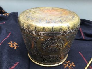 Antique Cairo Ware Pierced Planter Brass Copper Silver Islamic Hand Worked 5