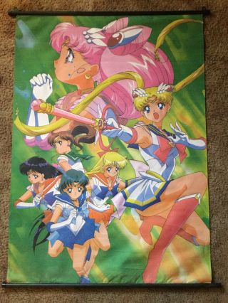 Sailor Moon & Friends Wall Banner Art Scroll Collectible Room Decor 31x43 Rare
