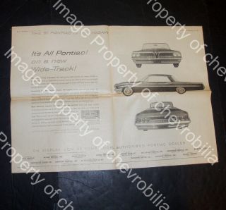 1961 Pontiac Bonneville 2 Page 22x30 Intro Newspaper Ad,  Chrysler Ad