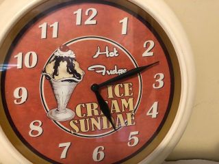 RARE ICE CREAM PARLOR HOT FUDGE SUNDAE DECO DINER CAFE WALL CLOCK SIGN ONLY ONE 2