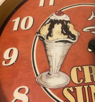 RARE ICE CREAM PARLOR HOT FUDGE SUNDAE DECO DINER CAFE WALL CLOCK SIGN ONLY ONE 4