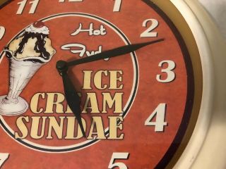 RARE ICE CREAM PARLOR HOT FUDGE SUNDAE DECO DINER CAFE WALL CLOCK SIGN ONLY ONE 5