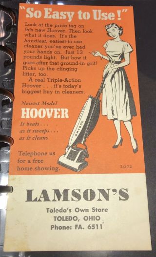 Hoover Model 115 Vacuum Cleaner,  1940’s,  Vintage Advertisement,  Lamson’s,  2072