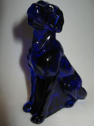 Cobalt Blue Glass Labrador Retriever Paperweight / Lab Dog Puppy Pup Royal Navy