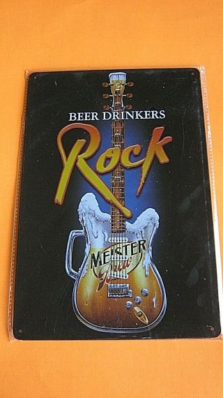 (beer Drinkers Rock Meister Brew) Metal Tin Sign Wall Decor Home Bar Pub Poster