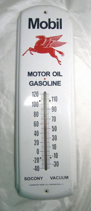 Mobil Motor Oil / Gasoline Socony Vacuum Wall Thermometer Advertising Sign