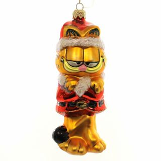 Ap0891gf Polonaise Garfield As Santa Glass Christmas Ornament Comic Cartoon Cat