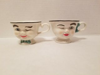 Baileys Yum Cups Winking Eye Face Mr & Mrs Coffee Tea Mugs 1996 Limited Edition