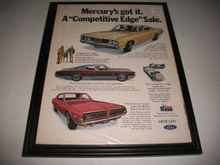 1968 Mercury Vintage Print Ad Garage Art Collectible Cougar Full Size