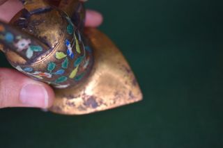 A Qing Dynasty 20th century Gilt bronze enamel Jue wine vessel 8