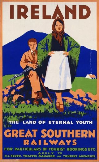 Ireland - Land Of Eternal Youth Irish Travel Advertisement Poster Picture Print