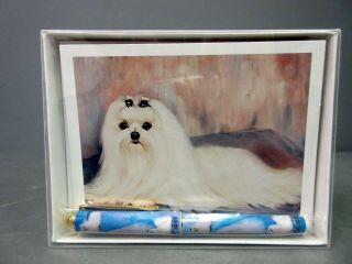 Maltese Pet Dog 6 Notecards Envelopes & Pen Gift Set Dogs Ruth Maystead