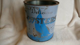 Vintage Delicious Skipjack Oyster Gallon Tin Can Ferguson Russell