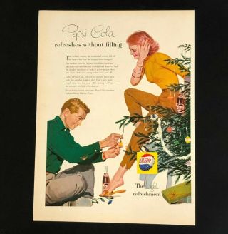 1956 Pepsi Cola Advertisement Christmas Tree Holiday Soda Pop Vintage Print Ad