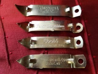 Vintage Beer Bottle Openers Olympia,  Coors,  Falstaff,  Pabst Blue Ribbon 2