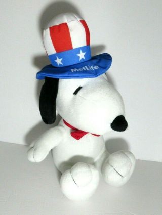 Peanuts Snoopy Plush Stuffed Animal July 4th Uncle Sam Usa Hat Met Life