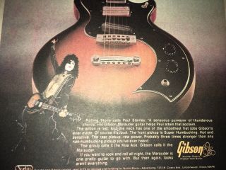 ' 76 VINTAGE GIBSON GUITAR MARAUDER KISS AXE PAUL STANLEY ADVERTISE POSTER PINUP 4