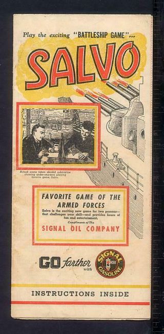 Wwii Signal Oil Gasoline Salvo Battleship Game Paper Giveaway Premium Home Front