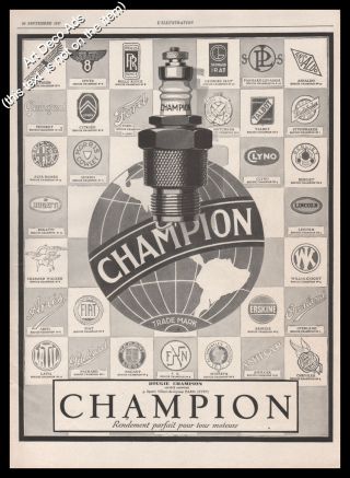 1927 Champion Spark Plug Vintage Print Ad - Z1