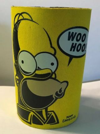 The Simpsons Homer Beer Drink Can Cooler Koozie Cookie Woo Hoo Yellow Neoprene
