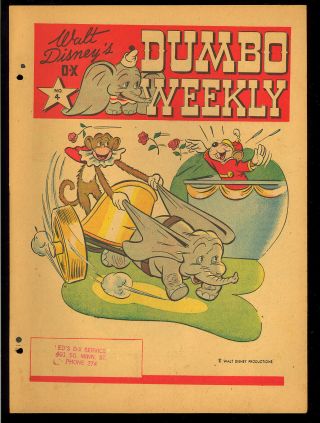 Dumbo Weekly 4 Rare Walt Disney Premium Giveaway Comic 1942 Fn -