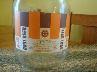 Vintage 1960 ' s A&W Root Beer 1 Gallon Glass Jug Syrup A and W Kaukauna Wisconsin 2