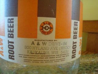 Vintage 1960 ' s A&W Root Beer 1 Gallon Glass Jug Syrup A and W Kaukauna Wisconsin 3