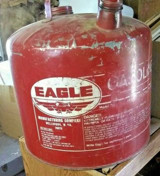 Eagle 5 Gallon Galvanized Metal Gas Gasoline Can Vintage Decor