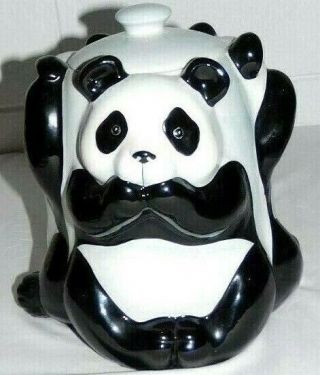 " Hear,  See,  Speak No Evil " 3 Panda Cookie Jar Ceramic & Rare 10 " High