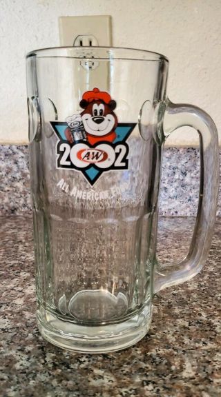 2002 A&w Root Beer Frosty Mug Bear All American Food Heavy Drink Glass 7 " Tall