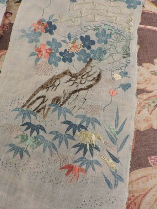 ANTIQUE 19TH C HAND EMBROIDERED PRINT COTTON CHINESE TRIM 2