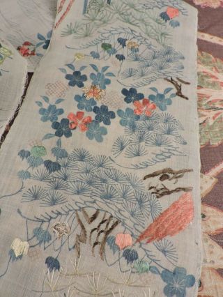 ANTIQUE 19TH C HAND EMBROIDERED PRINT COTTON CHINESE TRIM 3
