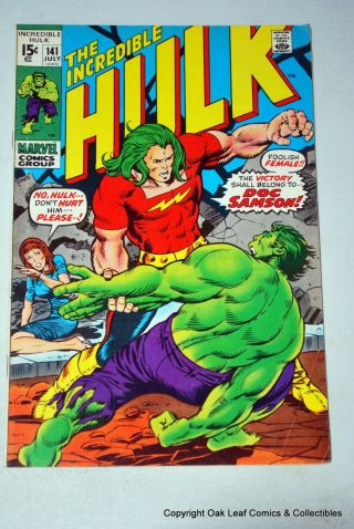 Incredible Hulk 141 Marvel Comic Book F - Vf 1st Doc Sampson Key Issue