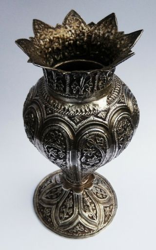 Antique Indian Islamic Solid Silver Vase; Kashmiri c1890 4