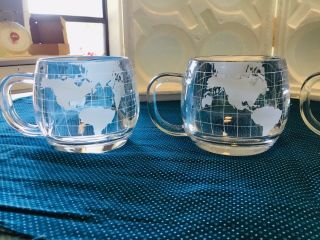 4 Vintage NESTLE Nescafe World Globe Frosted Coffee Mugs Cups NIB 3