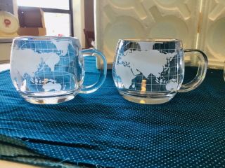4 Vintage NESTLE Nescafe World Globe Frosted Coffee Mugs Cups NIB 4
