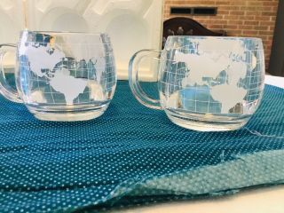 4 Vintage NESTLE Nescafe World Globe Frosted Coffee Mugs Cups NIB 5