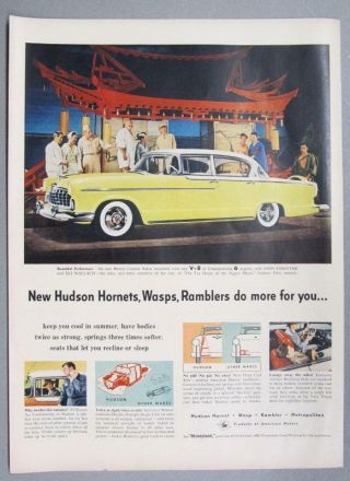 10x14 1955 Hudson Hornet Custom 4 Door Sedan Ad Hornets Do More For You