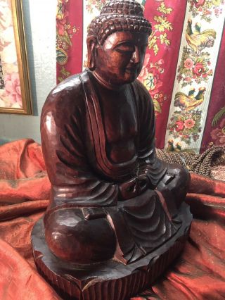 Vintage Wonderfully Carved Wooden Chinese Buddha 6