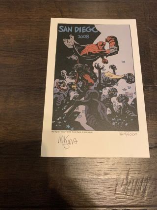 Mike Mignola Hellboy Signed Comic Art Print 2008 Sdcc San Diego 868/1000