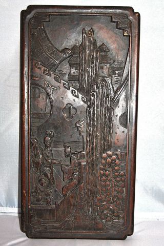Antique Chinese Wood Carving Wall Hanging Screen Plaque