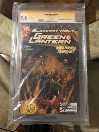 Green Lantern 51 Blackest Night Cgc 9.  6 Rare Signed Greg Horn